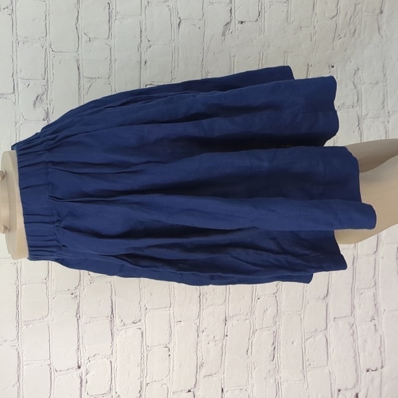 J. CREW J Crew Collection Midi Skirt Blue White Linen Block Stripe 00 - Picture 6 of 9